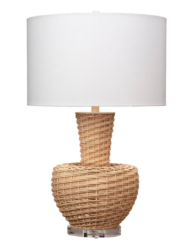 Portobello Rattan Table Lamp with Linen Shade by Jamie Young