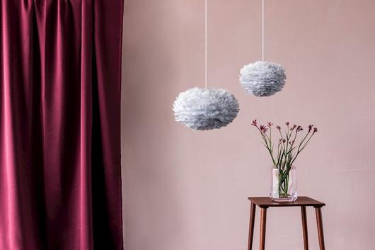 Eos Micro Hardwired Pendant in Grey with White Cord by UMAGE