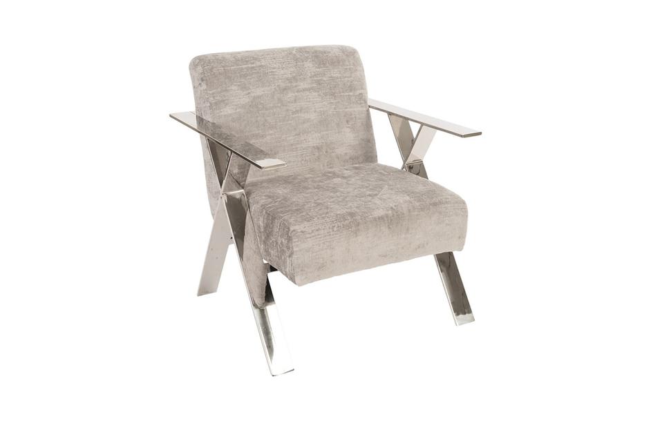 Allure Club Chair, Diva Grey , Stainless Steel Frame by PHILLIPS COLLECTION