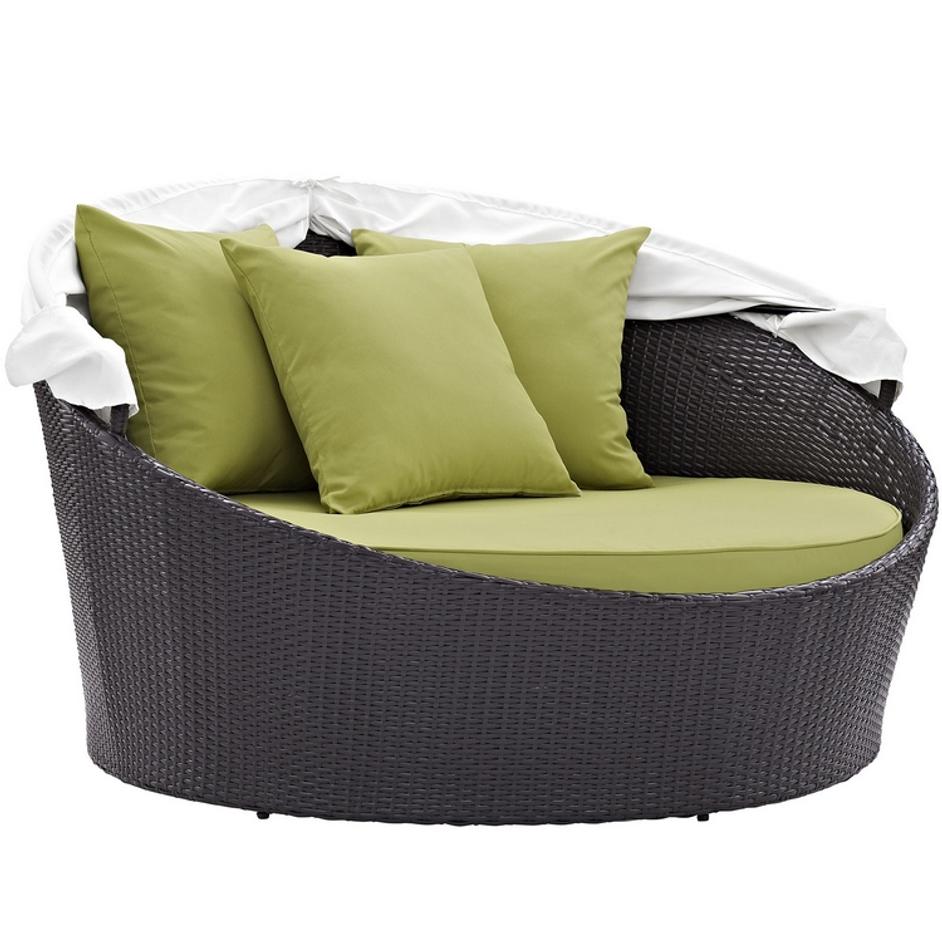 Minerva Canopy Outdoor Patio Daybed In Espresso Peridot by Modway Furniture