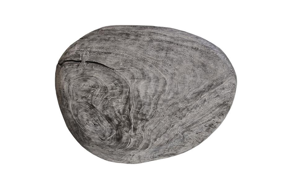 Skipping Stone Side Table, Gray Stone, Forged Legs by PHILLIPS COLLECTION