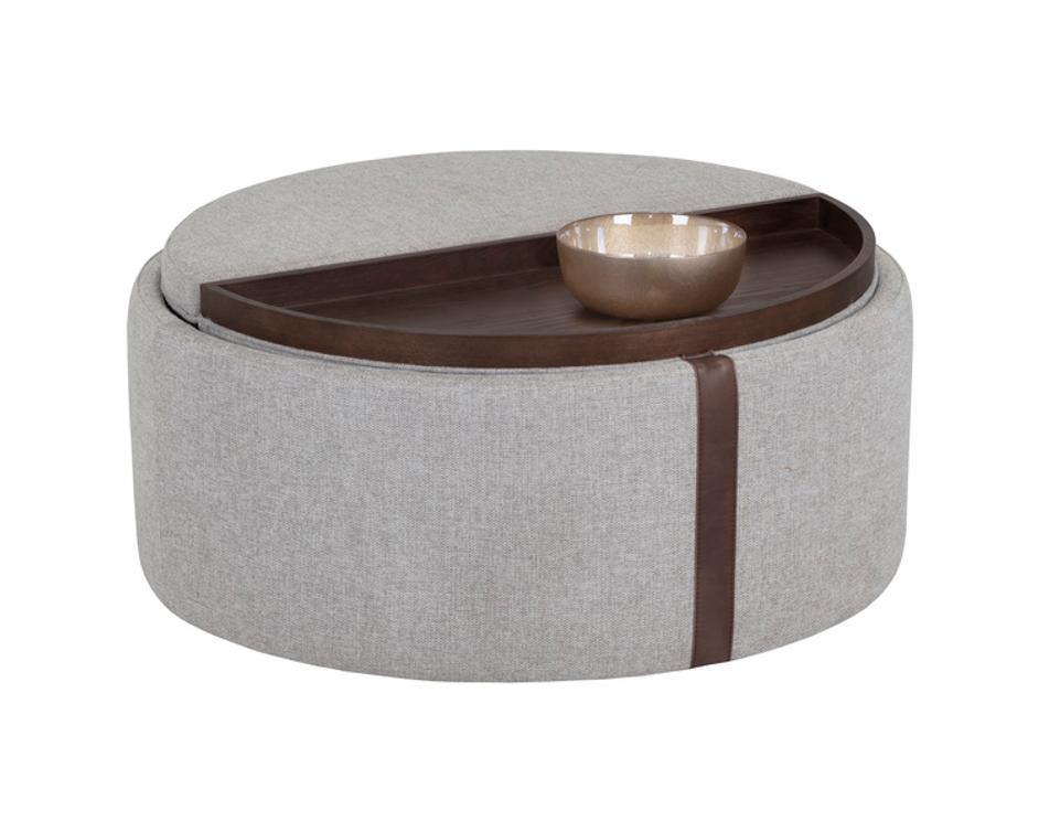 BORELLI WHEELED STORAGE OTTOMAN - BELFAST HEATHER GREY / AUTUMN CHESTNUT by Sunpan