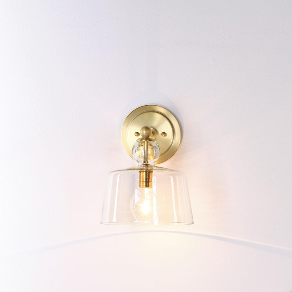 Hudson Glass Wall Sconce, Brass by Jamie Young