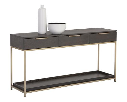 Rebel Console Table With Drawers - Gold - Charcoal Grey by Sunpan