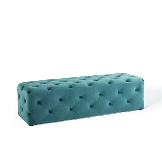 Carole 60" Tufted Button Entryway Performance Velvet Bench In Sea Blue by Modway Furniture