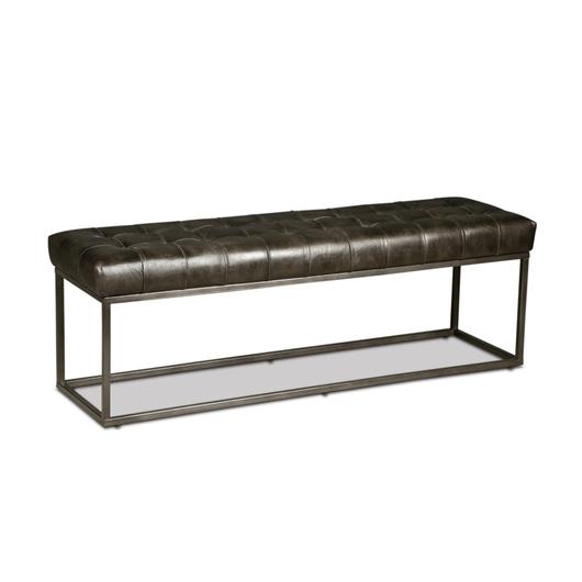 New York 54" Iron and Black Leather Bench by Home Trends & Design