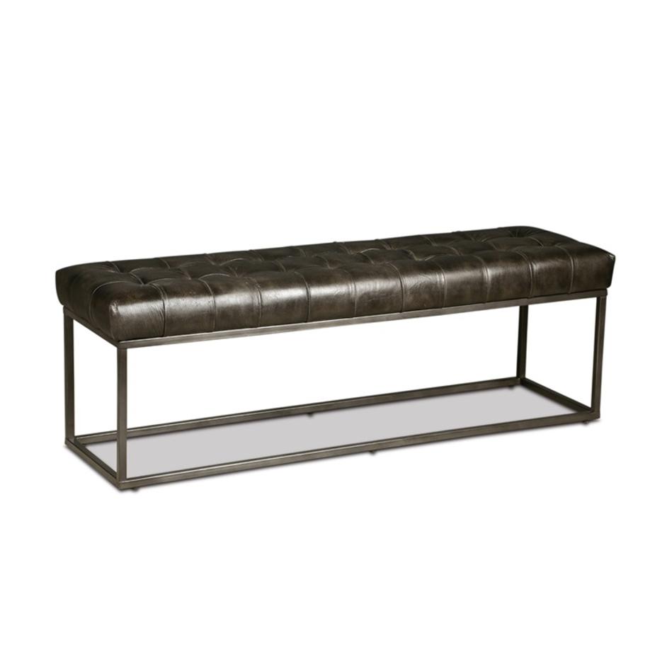 New York 54" Iron and Black Leather Bench by Home Trends & Design
