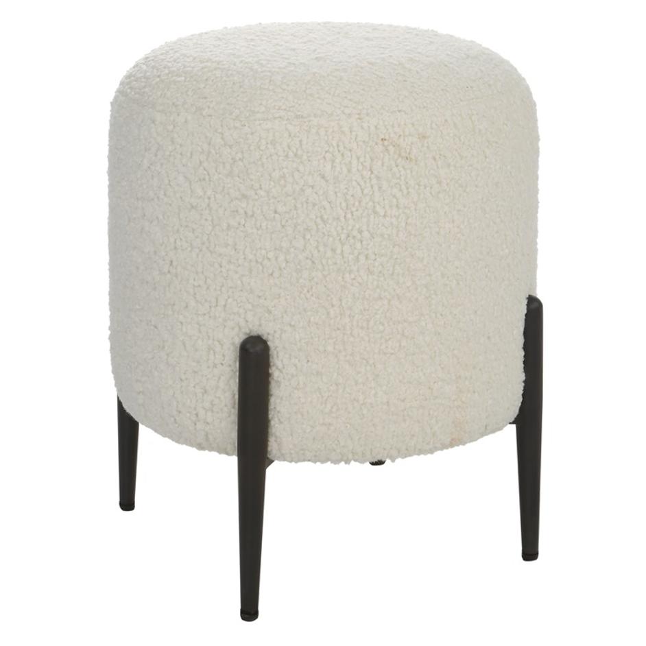 Arles White Shearling Ottoman by Uttermost