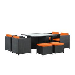 Resendis 9 Piece Outdoor Patio Dining Set In Espresso Orange by Modway Furniture