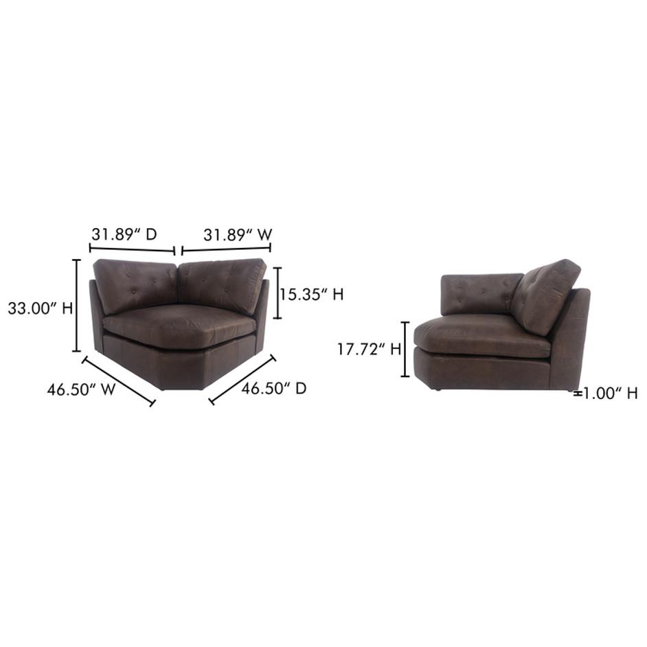Thurlow Corner Chair Espresso Brown Leather by Moes Home