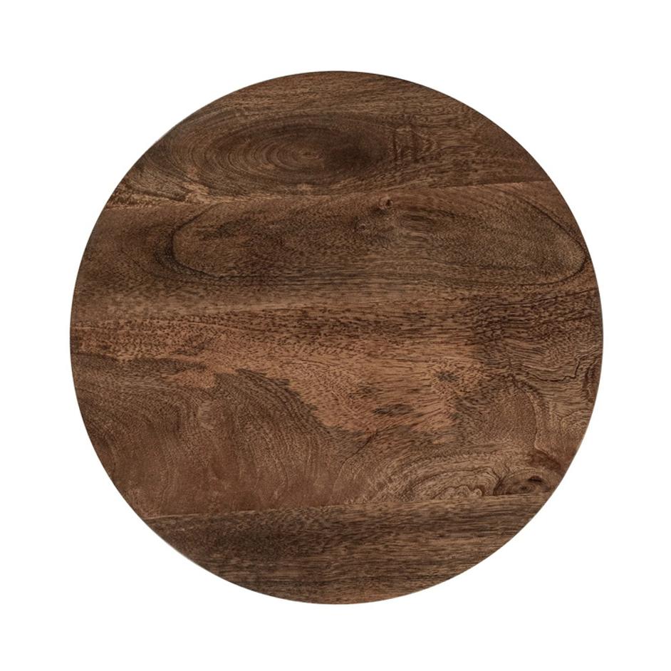 Andra Leather Round Accent Table - Chestnut by Classic Home