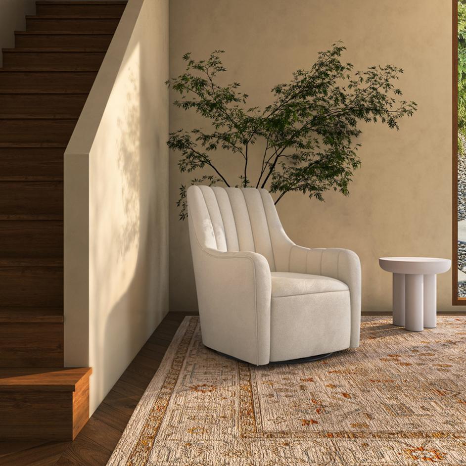 Bowie Swivel Chair White by Moes Home