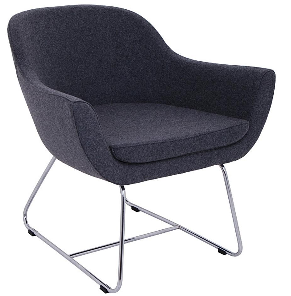 chelsea lounge wire base in charcoal wool by Nuans Design