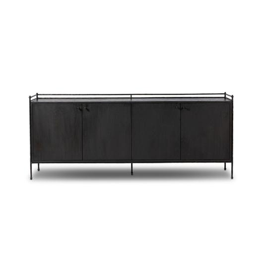 Afton Sideboard In Charcoal Oak And Charcoal Oak Veneer And Smooth Hammered Bronze by Four Hands