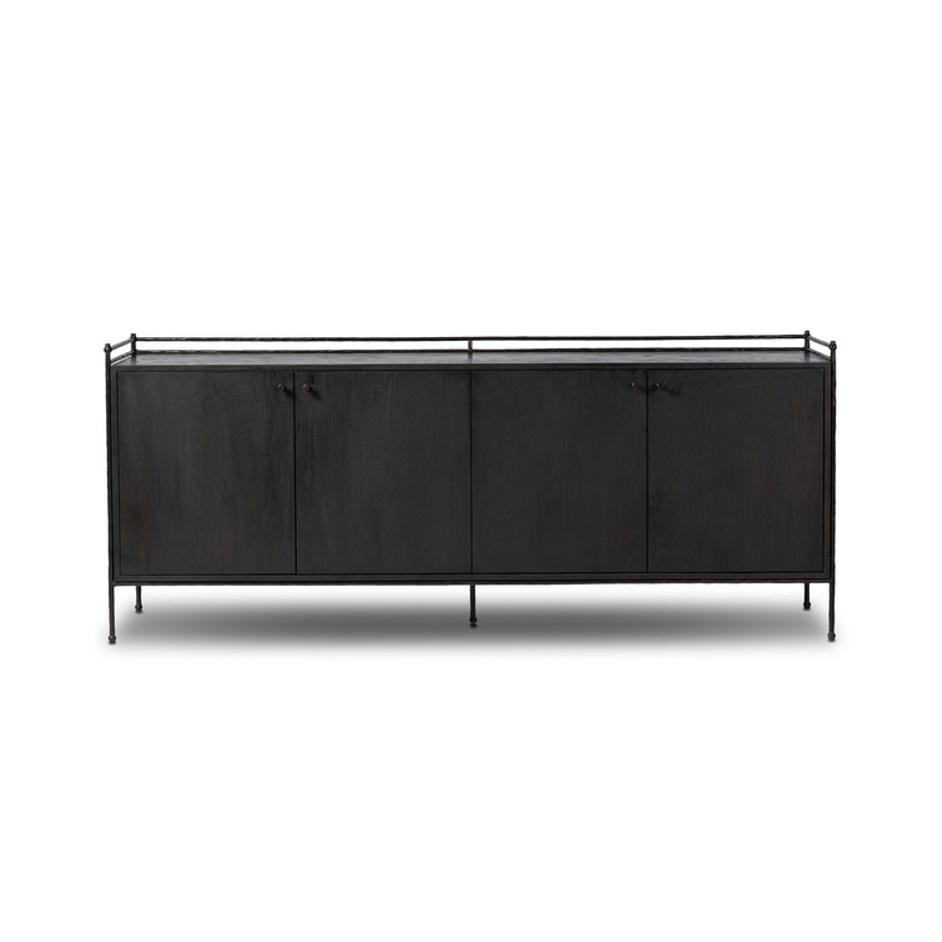 Afton Sideboard In Charcoal Oak And Charcoal Oak Veneer And Smooth Hammered Bronze by Four Hands