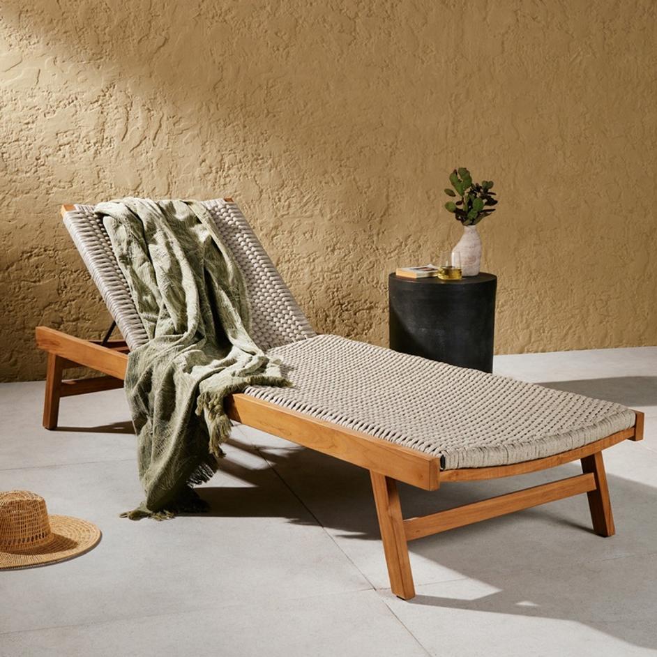 Delano Outdoor Chaise - Ivory Rope by Four Hands