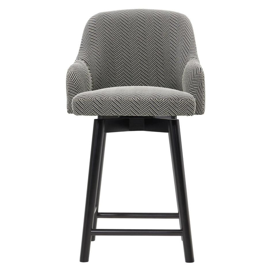 Terry Fabric Swivel Counter Stool, Black Herringbone by New Pacific Direct