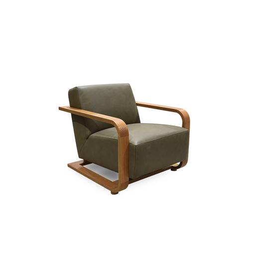 Eckersley Lounge Chair Olive Leather by Moes Home