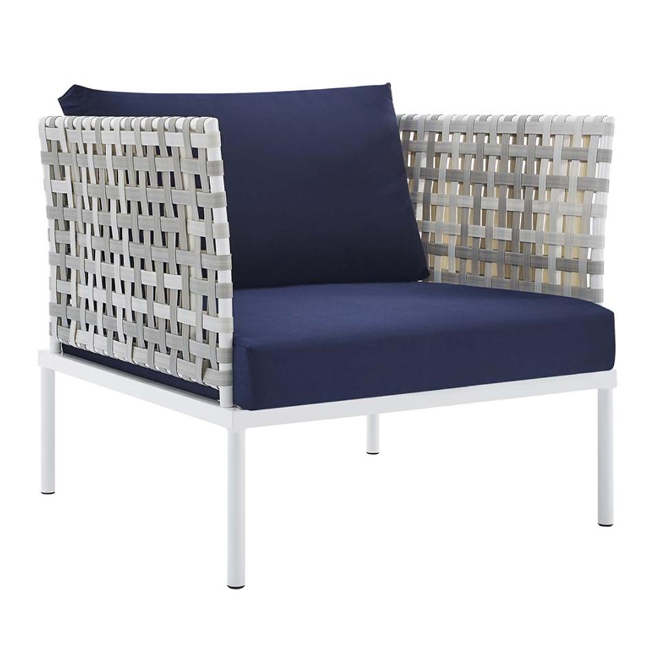 Concord Sunbrella® Basket Weave Outdoor Patio Aluminum Armchair In Taupe Navy by Modway Furniture