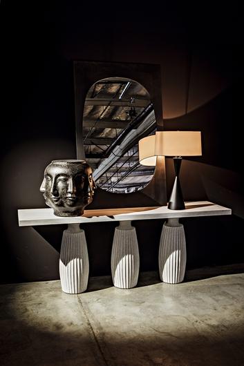 Evelyn Console in White Wash Mahogany and Veneer by Noir Furniture