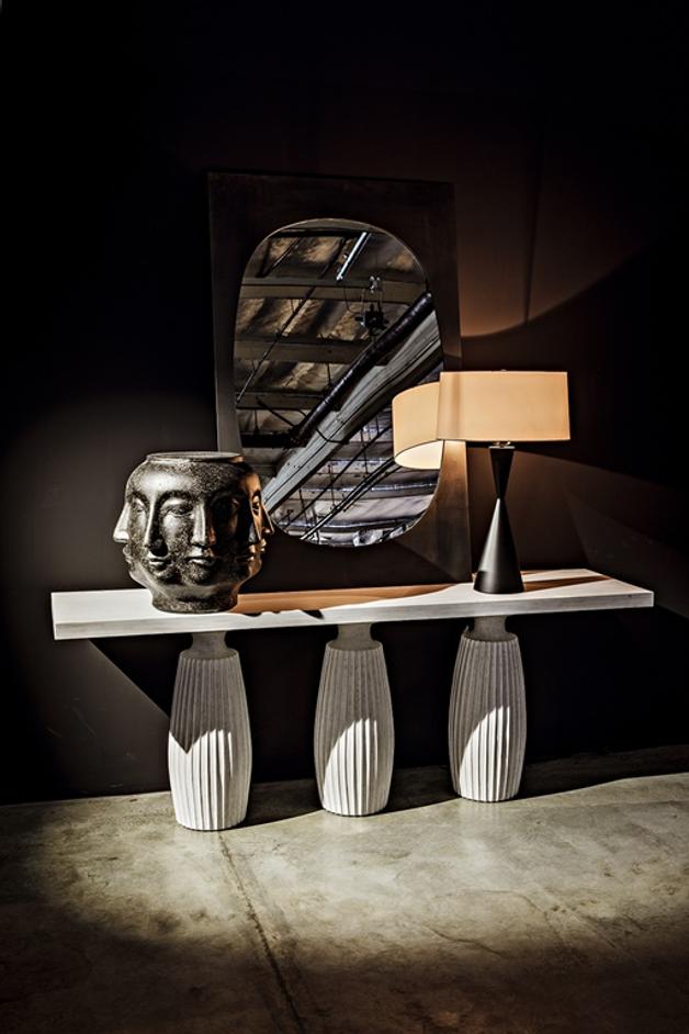 Evelyn Console in White Wash Mahogany and Veneer by Noir Furniture