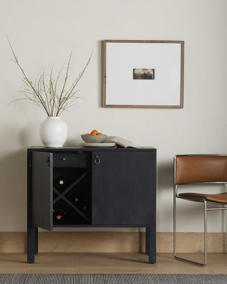 Isador Bar Cabinet In Black Wash Poplar by FOUR HANDS