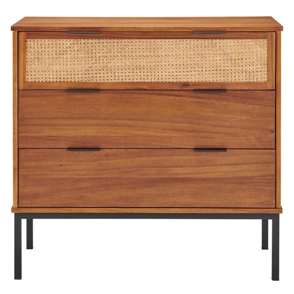 Caine Rattan Chest 3 Drawers In Brown by New Pacific Direct