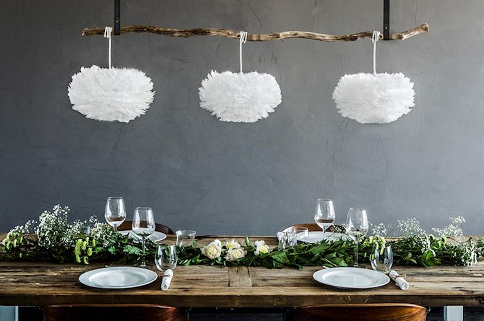 Eos Mini Hardwired Pendant in White with White Cord by UMAGE