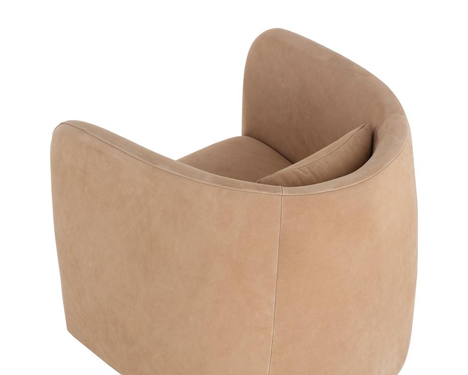 EMILIE SWIVEL LOUNGE CHAIR - NUBUCK TAN LEATHER by Sunpan