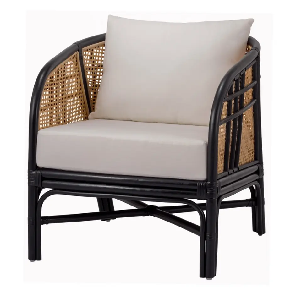 Ferrara Rattan Accent Arm Chair In Black/ Natural by New Pacific Direct