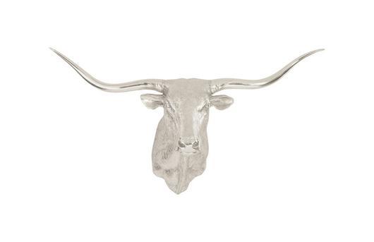 Longhorn Bull Wall Art, Resin, Silver Leaf by PHILLIPS COLLECTION