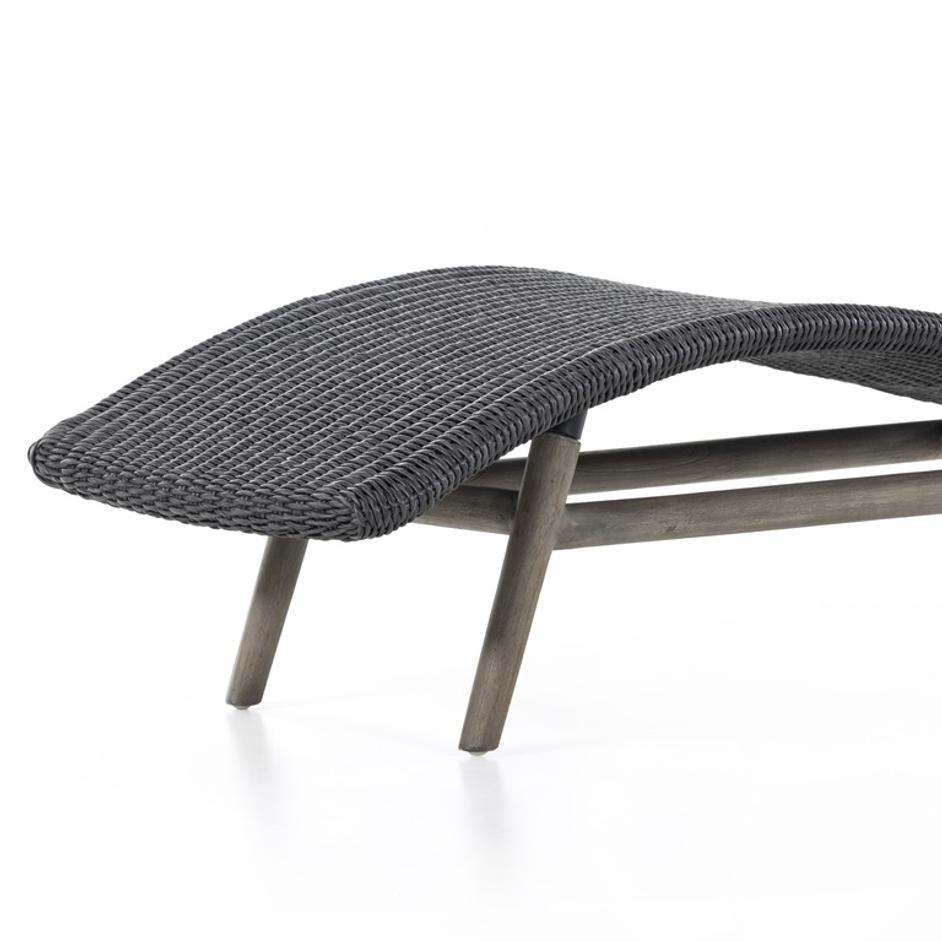Portia Outdoor Chaise Lounge In Coal by FOUR HANDS