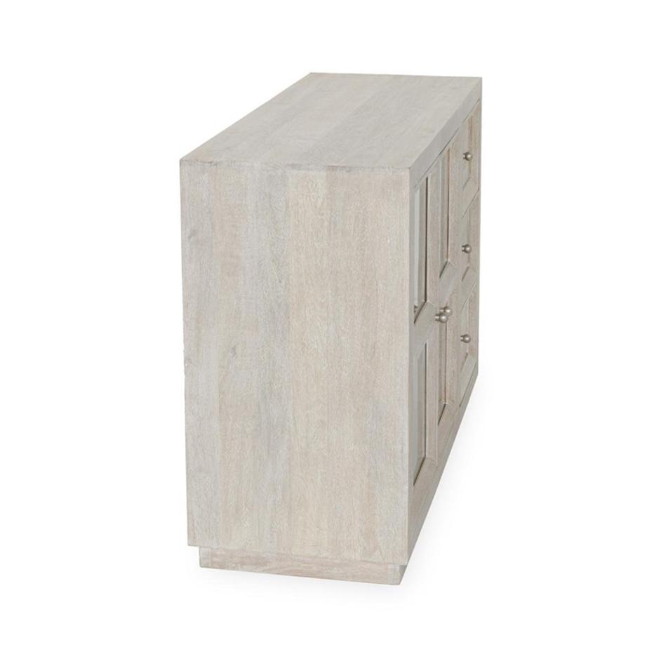 Isha Mango Wood 3 Dwr 2 Dr Cabinet White Washed by Classic Home