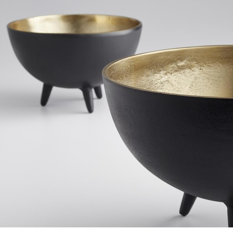 Inca Bowl in Matt Black and Gold by Cyan Design