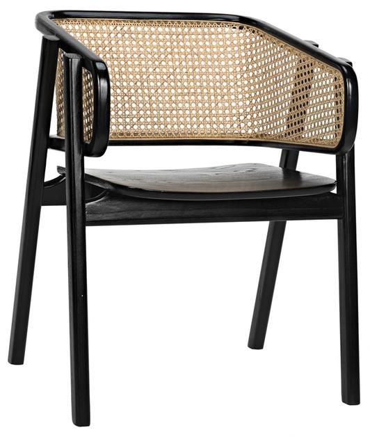 Delphi Chair with Caning, Charcoal Black by Noir Furniture