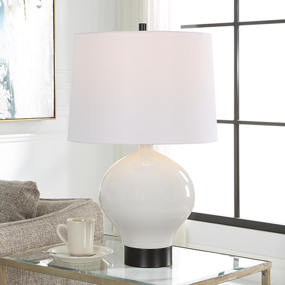 Collar Gloss White Table Lamp by Uttermost