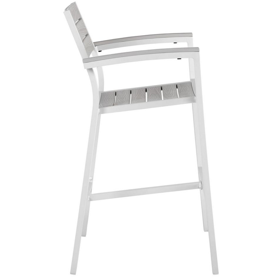 Vermont Outdoor Patio Bar Stool In White Light Gray by Modway Furniture