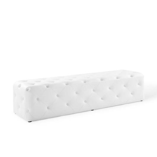 Carole 72" Tufted Button Entryway Faux Leather Bench In White by Modway Furniture