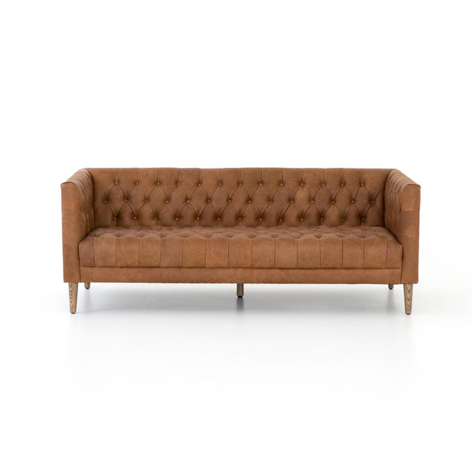 Williams Leather Sofa-75"-Nat Wash Camel by FOUR HANDS