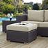 Minerva Outdoor Patio Fabric Square Ottoman In Espresso Beige by Modway Furniture