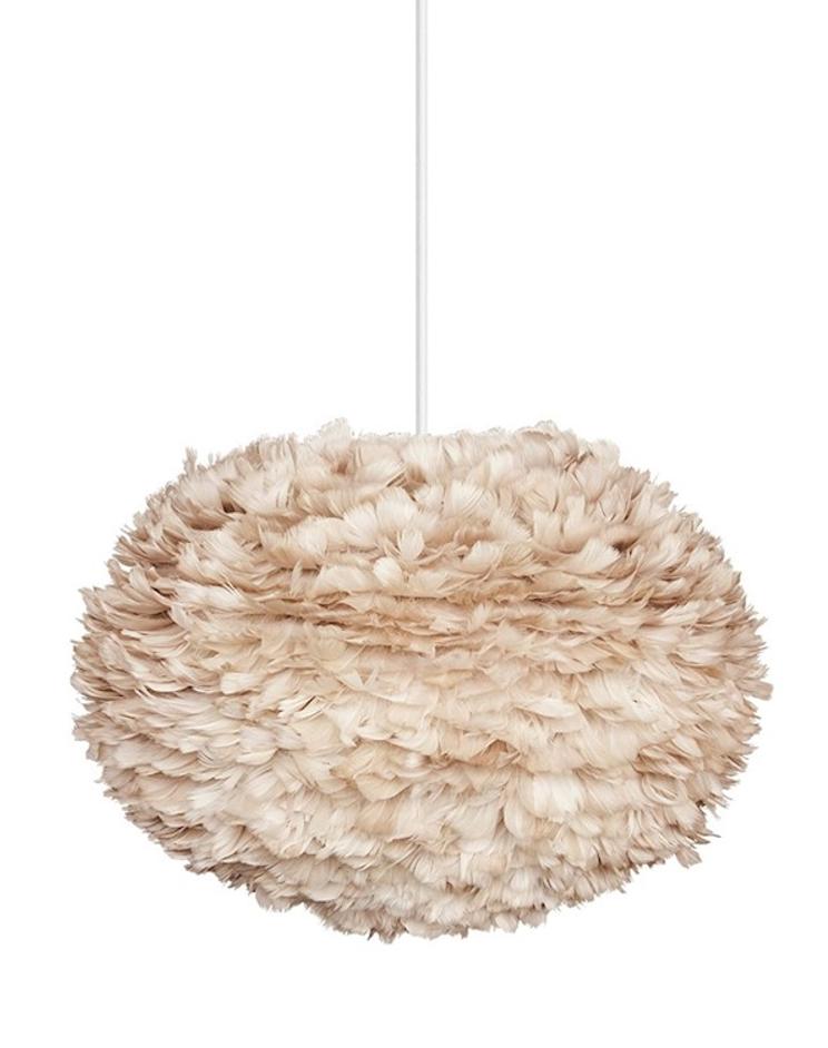 Eos Large Hardwired Pendant in Light Brown with White Cord by UMAGE