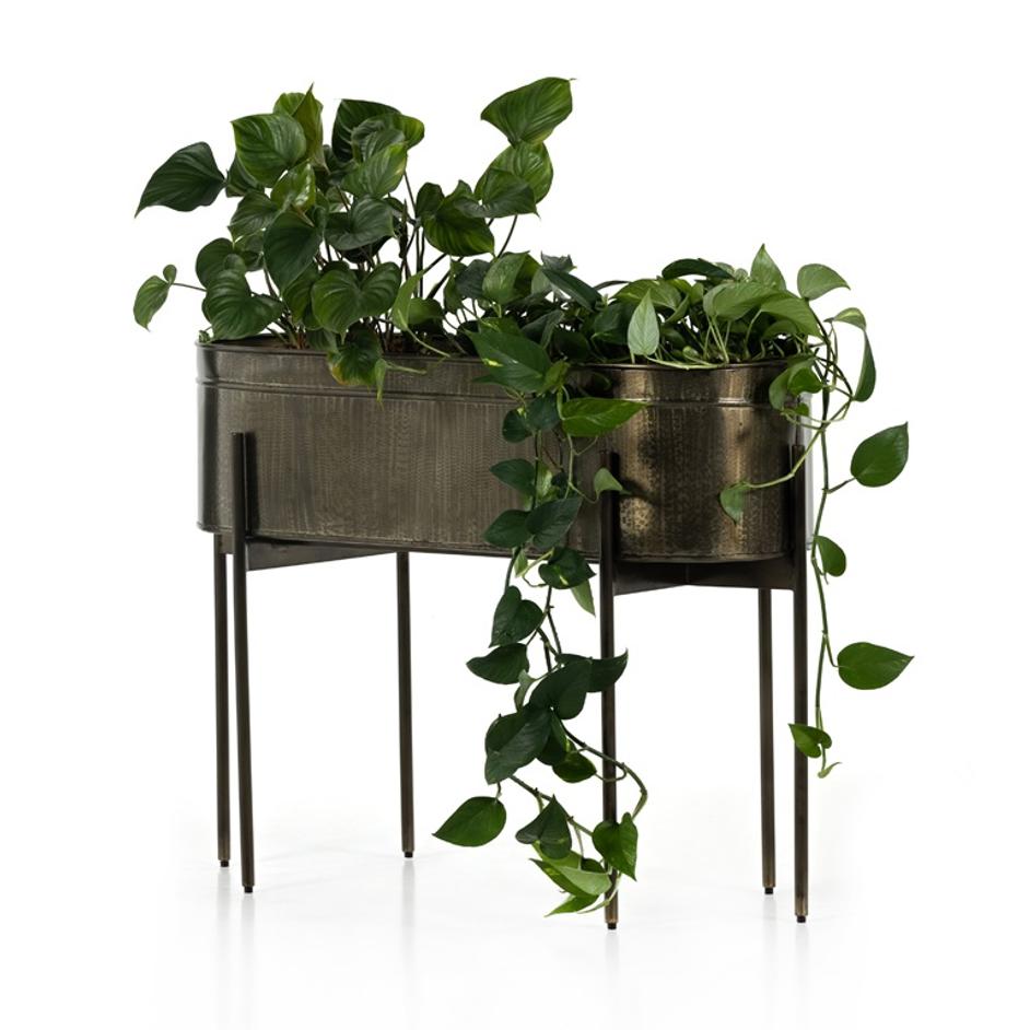 Jed Large Planter In Weathered Brass by FOUR HANDS