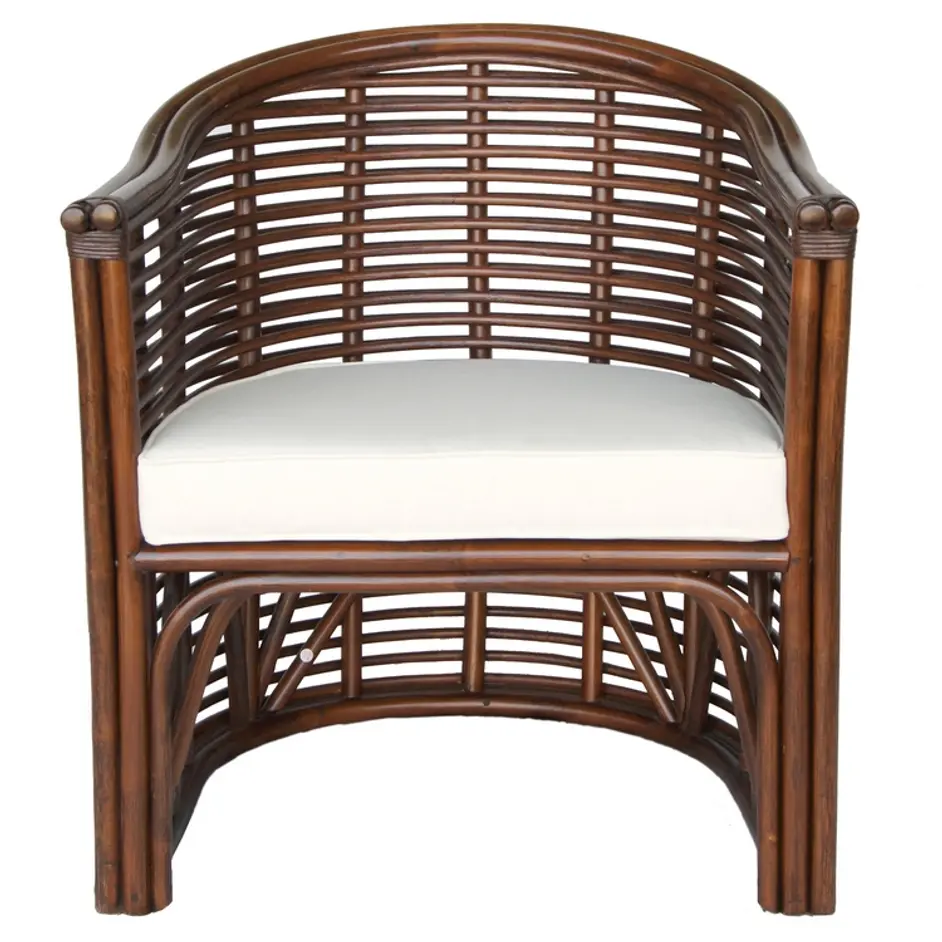 Knox Rattan Tub Arm Chair In Earth Tone Brown by New Pacific Direct