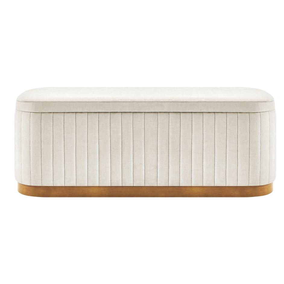 Clinton Chenille Storage Bench, Seneca Beige  by New Pacific Direct