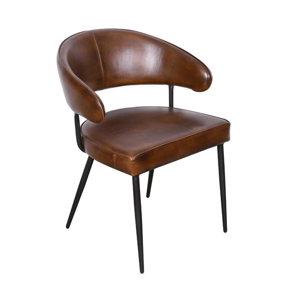 Dover Armchair, Hand Washed Chestnut Leather by Home Trends & Design
