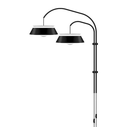 Cuna Black 2-Light Wall Lamp with Black Wall Hanger by UMAGE