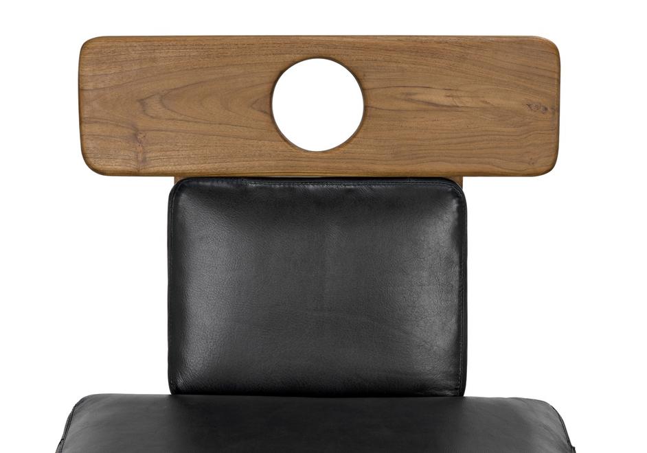 Buraco Teak Dining Chair with Gloss Finish and Black Leather Upholstery by Noir Furniture