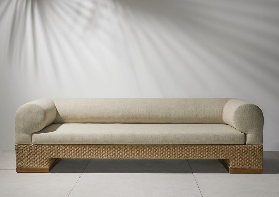 Joss Outdoor Sofa In 106" In Natural Teak by FOUR HANDS