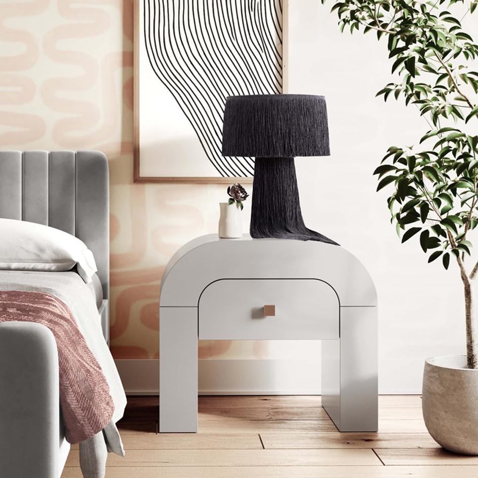 Hump White Nightstand by tov furniture