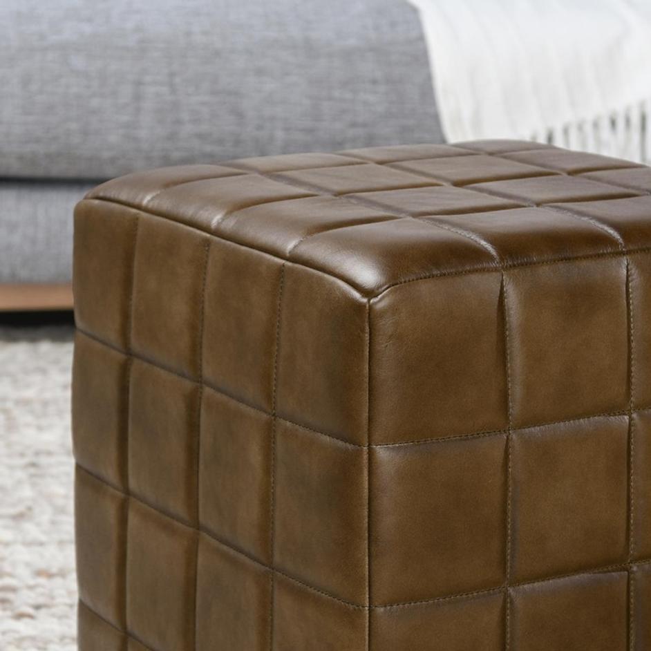 Carlo Leather 18" Square Ottoman by Classic Home
